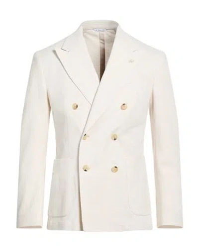 Manuel Ritz Man Blazer Beige Size 46 Cotton In White