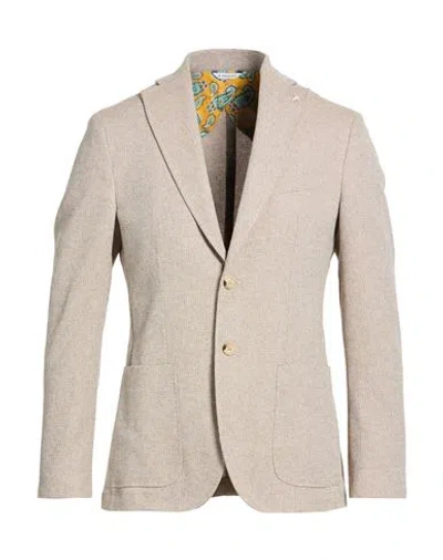 Manuel Ritz Man Blazer Beige Size 46 Polyester, Cotton In Gray
