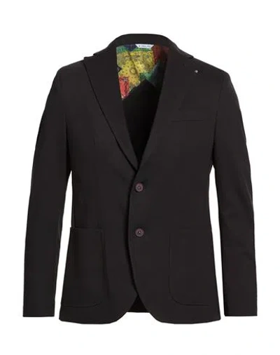 Manuel Ritz Man Blazer Black Size 40 Cotton, Polyamide, Elastane In Brown