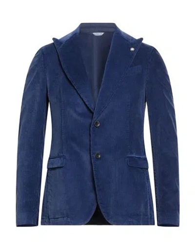 Manuel Ritz Man Blazer Blue Size 40 Cotton, Lyocell, Elastane