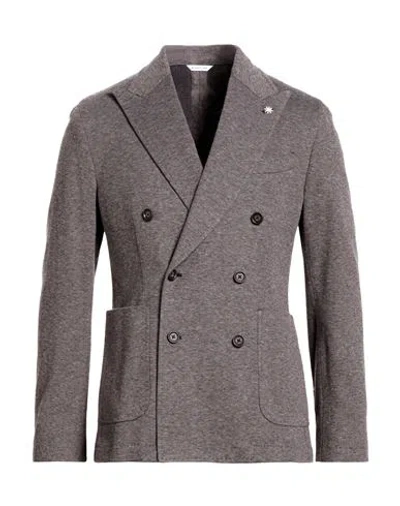 Manuel Ritz Man Blazer Blue Size 42 Cotton, Polyamide In Gray