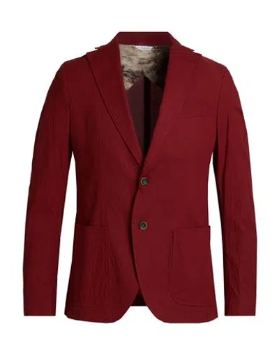 Manuel Ritz Man Blazer Brick Size 38 Lyocell, Cotton, Elastane In Red
