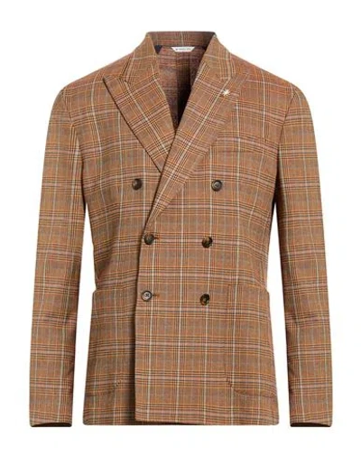 Manuel Ritz Man Blazer Brown Size 40 Cotton, Polyester, Elastane