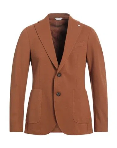 Manuel Ritz Man Blazer Brown Size 44 Cotton, Polyamide, Elastane