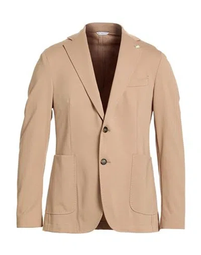 Manuel Ritz Man Blazer Camel Size 36 Cotton, Polyamide, Elastane In Neutral