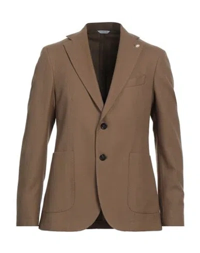 Manuel Ritz Man Blazer Camel Size 40 Virgin Wool, Cotton In Beige