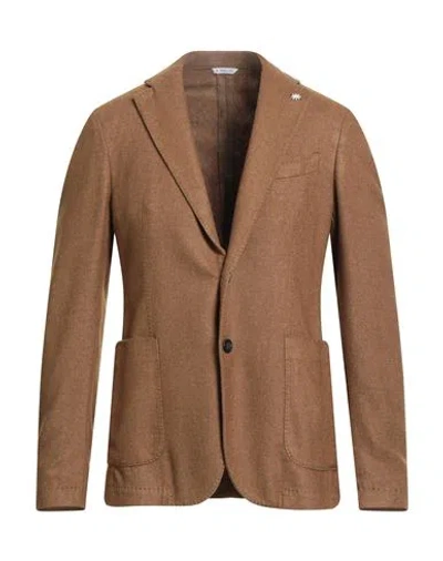 Manuel Ritz Man Blazer Camel Size 40 Virgin Wool, Polyester In Brown