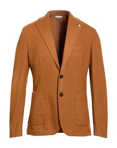 Manuel Ritz Man Blazer Camel Size 44 Virgin Wool, Polyamide, Elastane In Brown