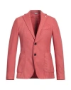 Manuel Ritz Man Blazer Coral Size 42 Virgin Wool, Polyester In Red