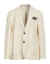 Manuel Ritz Man Blazer Cream Size 42 Virgin Wool, Cotton In White