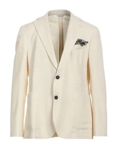 Manuel Ritz Man Blazer Cream Size 46 Virgin Wool, Cotton In White