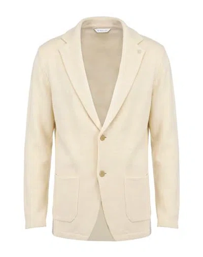 Manuel Ritz Man Blazer Cream Size M Acrylic, Virgin Wool In White