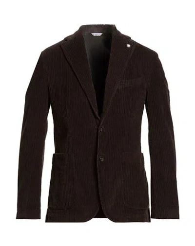 Manuel Ritz Man Blazer Dark Brown Size 36 Cotton, Elastane