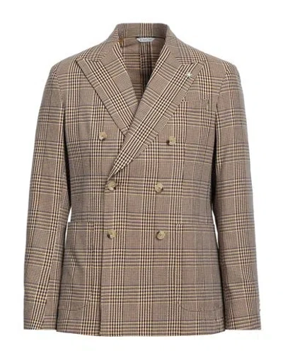 Manuel Ritz Man Blazer Dark Brown Size 42 Polyester, Cotton, Linen