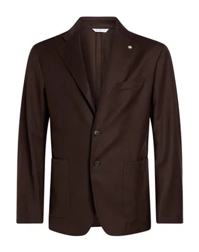Manuel Ritz Man Blazer Dark Brown Size 42 Virgin Wool, Elastane