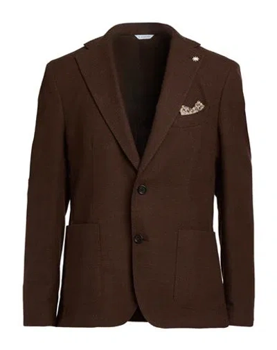 Manuel Ritz Man Blazer Dark Brown Size 48 Virgin Wool, Cotton