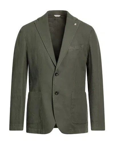 Manuel Ritz Man Blazer Dark Green Size 44 Cotton, Linen, Lyocell, Elastane