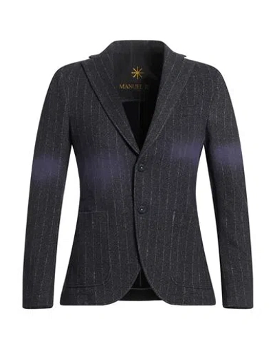 Manuel Ritz Man Blazer Dark Purple Size 46 Cotton, Elastane