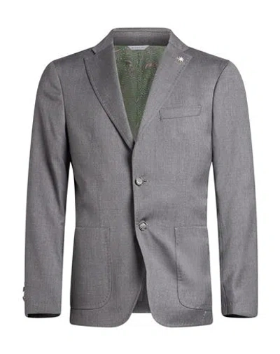 Manuel Ritz Man Blazer Grey Size 34 Wool, Elastane In Blue