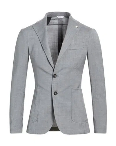 Manuel Ritz Man Blazer Grey Size 36 Wool, Elastane In Gray