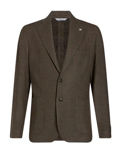 Manuel Ritz Man Blazer Khaki Size 40 Virgin Wool, Viscose, Polyester, Elastane In Brown