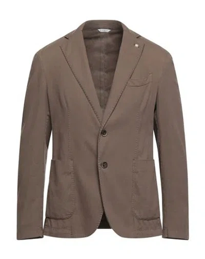 Manuel Ritz Man Blazer Khaki Size 42 Cotton, Elastane In Brown