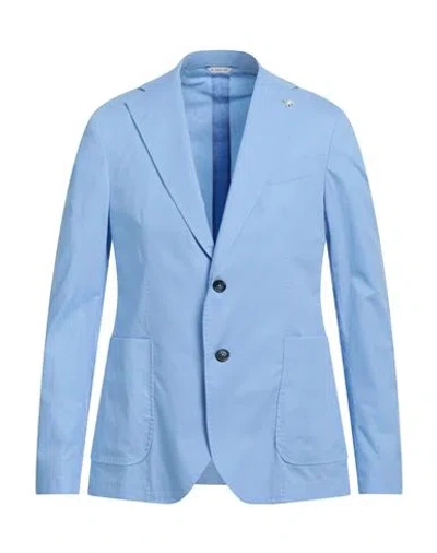 Manuel Ritz Man Blazer Light Blue Size 38 Cotton, Elastane