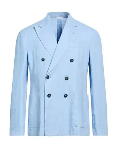 Manuel Ritz Man Blazer Light Blue Size 40 Linen