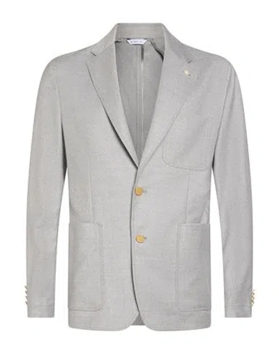 Manuel Ritz Man Blazer Light Grey Size 40 Virgin Wool, Elastane In Gray