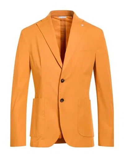 Manuel Ritz Man Blazer Mandarin Size 40 Cotton, Elastane In Orange