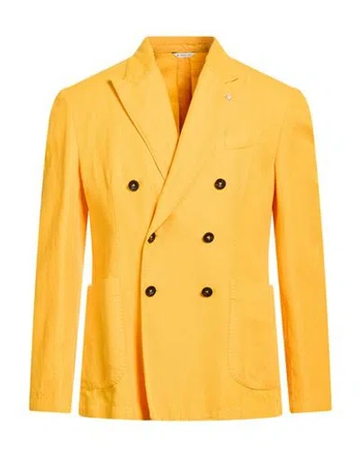 Manuel Ritz Man Blazer Marigold Size 40 Cotton, Viscose In Yellow