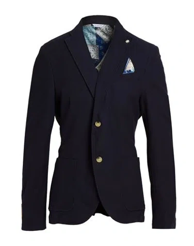 Manuel Ritz Man Blazer Midnight Blue Size 34 Cotton In Black