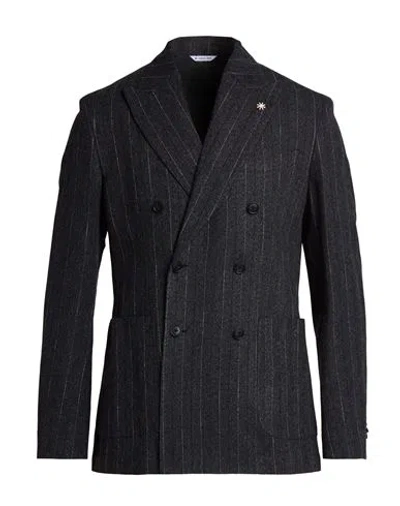 Manuel Ritz Man Blazer Midnight Blue Size 40 Cotton, Viscose, Virgin Wool, Polyester In Black
