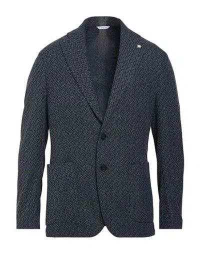 Manuel Ritz Man Blazer Midnight Blue Size 40 Polyester, Cotton In Multi