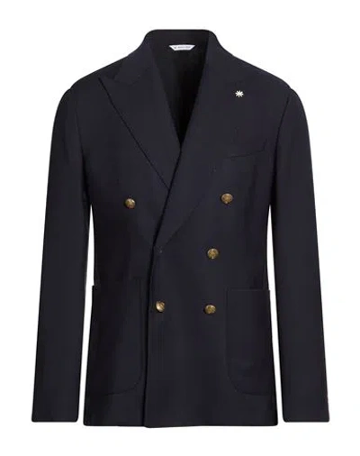 Manuel Ritz Man Blazer Midnight Blue Size 42 Virgin Wool In Black