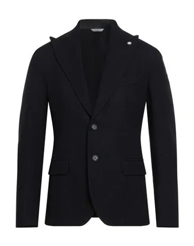 Manuel Ritz Man Blazer Midnight Blue Size 42 Virgin Wool, Cotton In Black