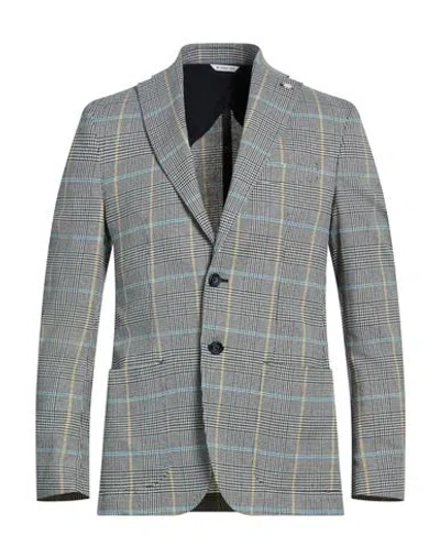 Manuel Ritz Man Blazer Midnight Blue Size 44 Polyester, Cotton, Elastane In Gray