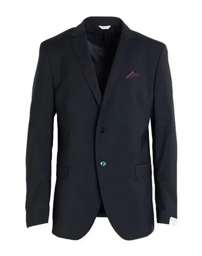 Manuel Ritz Man Blazer Midnight Blue Size 44 Virgin Wool In Black