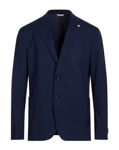 Manuel Ritz Man Blazer Midnight Blue Size 44 Wool, Elastane