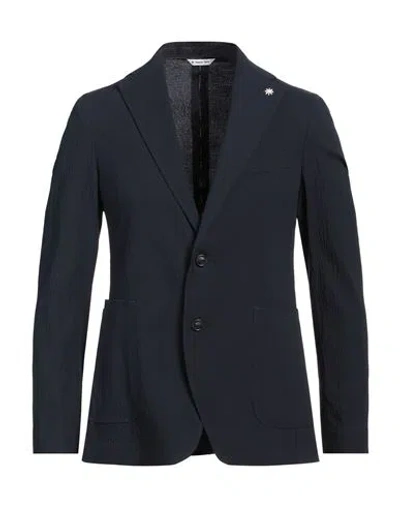 Manuel Ritz Man Blazer Midnight Blue Size 46 Lyocell, Cotton, Elastane