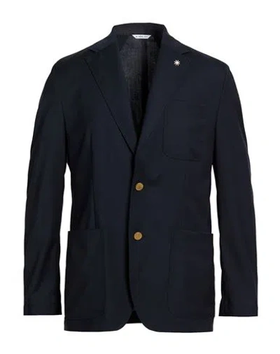 Manuel Ritz Man Blazer Midnight Blue Size 46 Wool, Elastane
