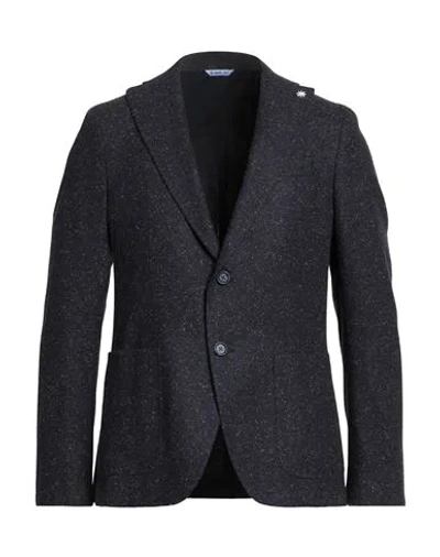 Manuel Ritz Man Blazer Midnight Blue Size 46 Wool, Polyester, Cotton In Black