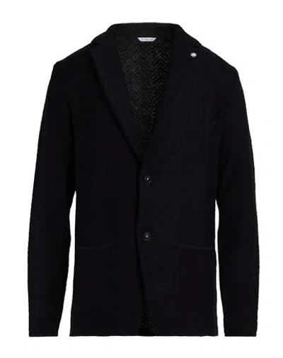Manuel Ritz Man Blazer Midnight Blue Size L Acrylic, Virgin Wool, Alpaca Wool In Animal Print