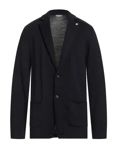 Manuel Ritz Man Blazer Midnight Blue Size Xxl Acrylic, Virgin Wool In Multi