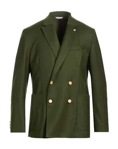 Manuel Ritz Man Blazer Military Green Size 40 Virgin Wool, Elastane