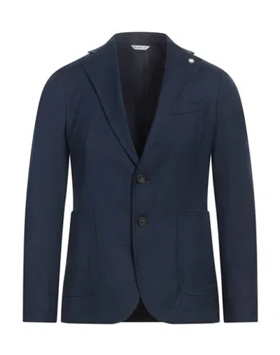 Manuel Ritz Man Blazer Navy Blue Size 36 Wool, Elastane In Navy Blue