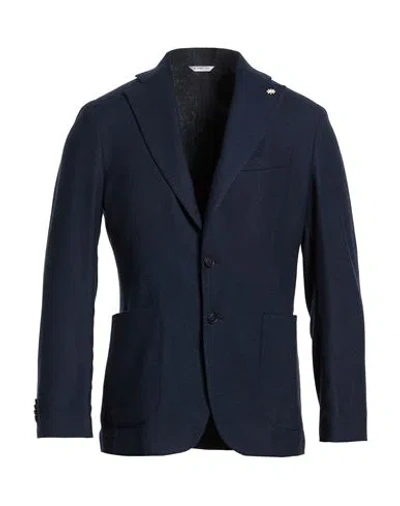 Manuel Ritz Man Blazer Navy Size 36 Virgin Wool, Viscose, Polyester, Elastane In Multi