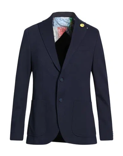 Manuel Ritz Man Blazer Navy Size 40 Cotton, Polyamide, Elastane In Blue