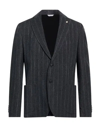 Manuel Ritz Man Blazer Navy Size 44 Cotton, Viscose, Virgin Wool, Polyester In Blue