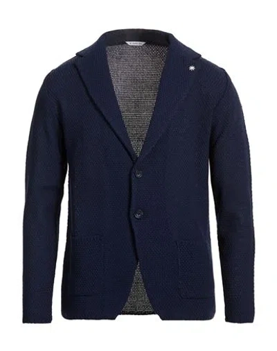 Manuel Ritz Man Blazer Navy Size Xl Cotton, Acrylic In Blue